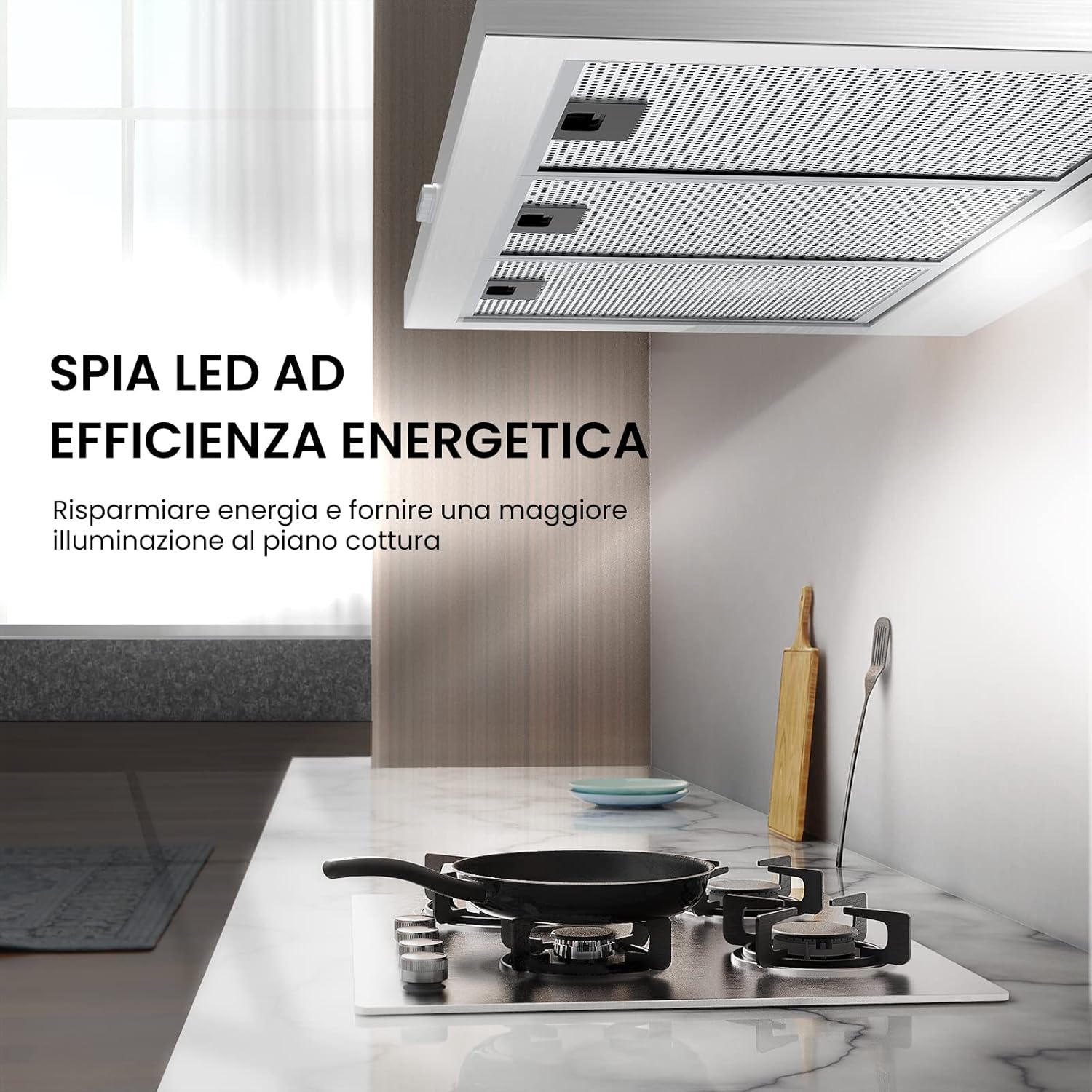 Thumbnail 3 de COMFEE' Cappa Aspirante PYRA17SS-90 in Acciaio Inossidabile – 90 cm con LED, Sistema di Ricircolo e Canalizzazione