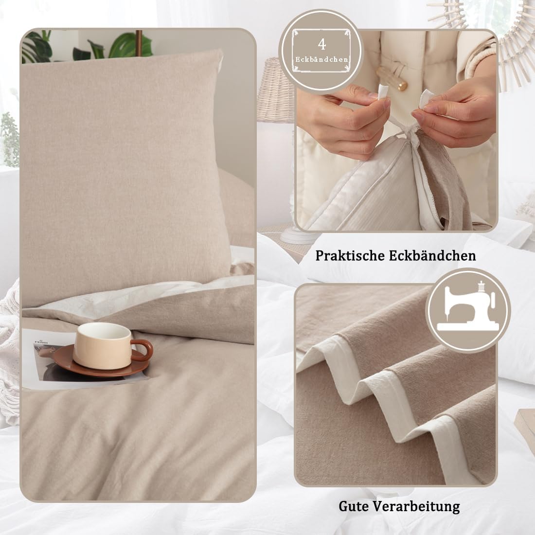 Thumbnail 6 de Nesture Bettwäsche 140x200 Baumwolle Beige