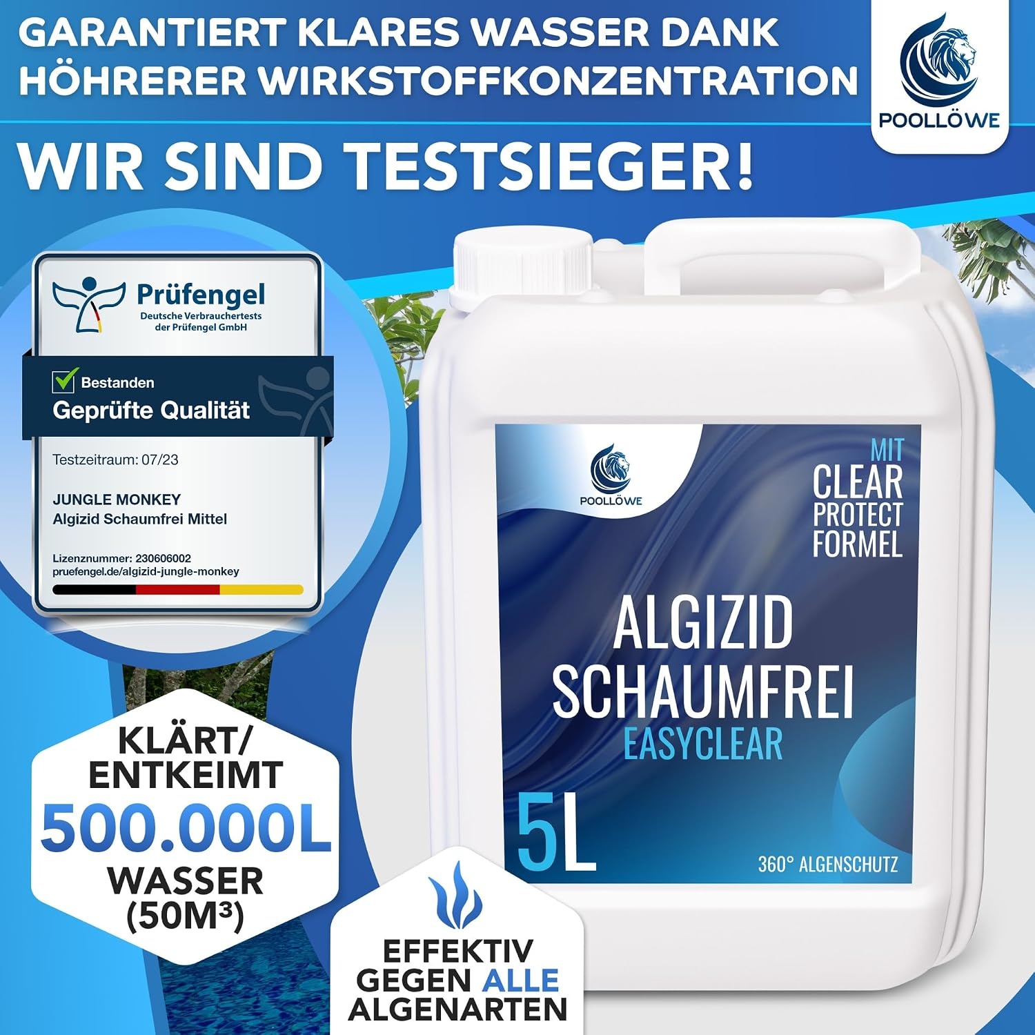 Detalle de PoolLöwe Algenvernichter Pool mit Klareffekt 2.0 – 360° Algenschutz