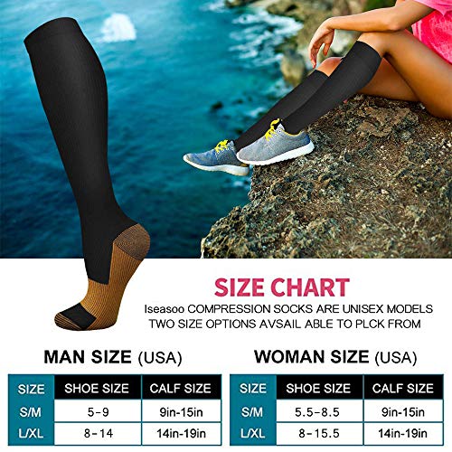 Detalle de Iseasoo Copper Compression Socks 15-20 mmHg (8 Pairs) – For Men & Women