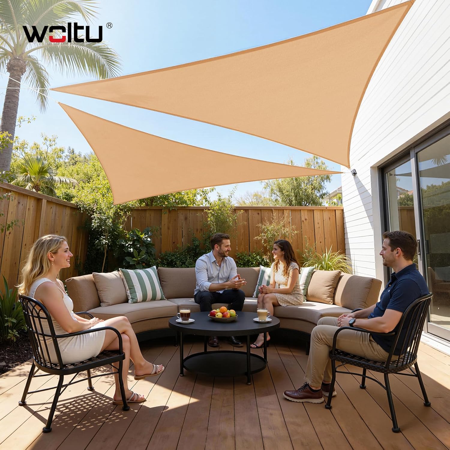 Thumbnail 1 de WOLTU Voile d’ombre triangle respirante en HDPE 3,6 × 3,6 × 5,1 m avec protection anti-UV
