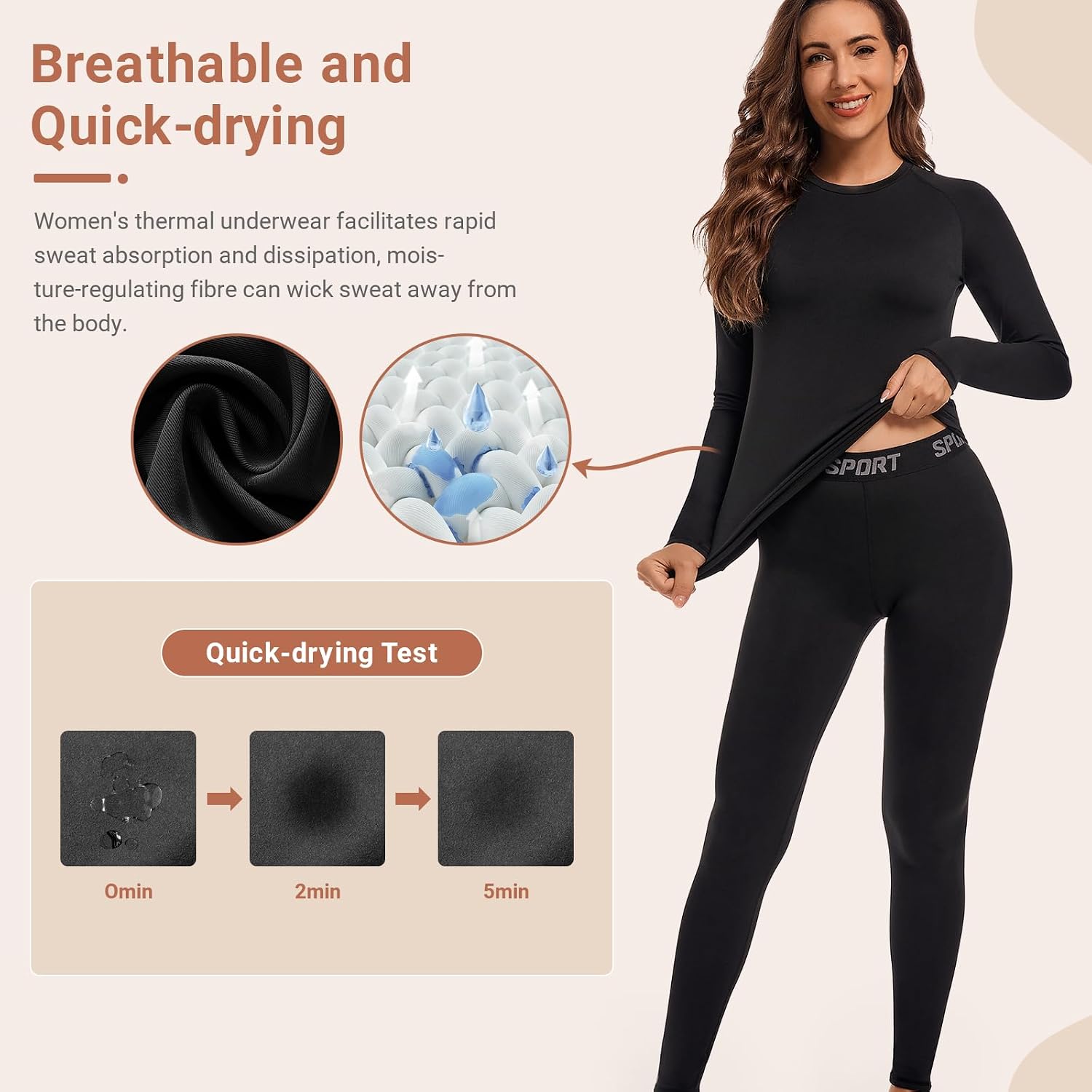 Detalle de Leeboom Thermounterwäsche Damen Set 90% Polyester 🧣