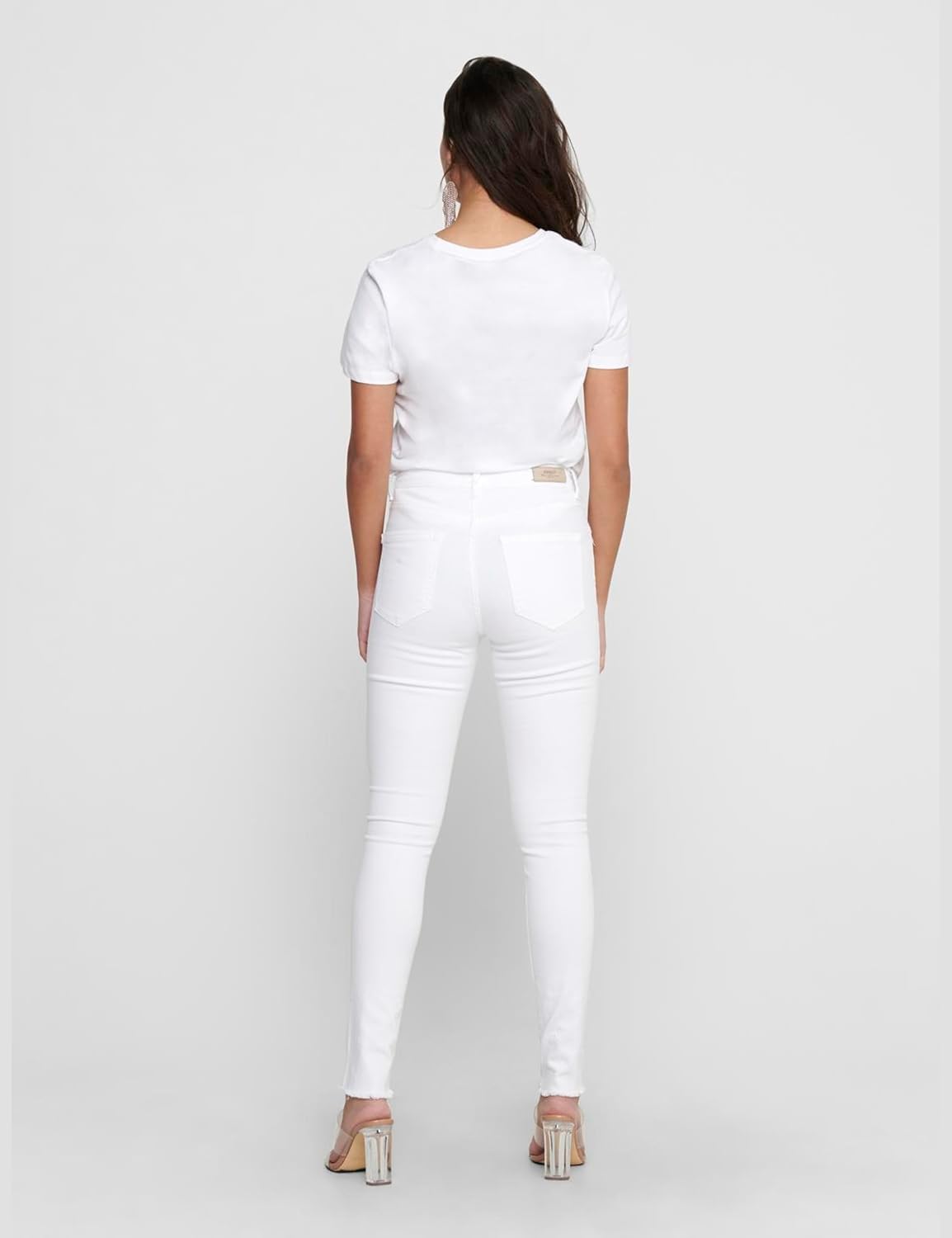 Detalle de ONLY Damen Skinny Fit Jeans, Mid Waist – Weiß, Größe L/32L (ONLBLUSH Life Röhrenjeans)