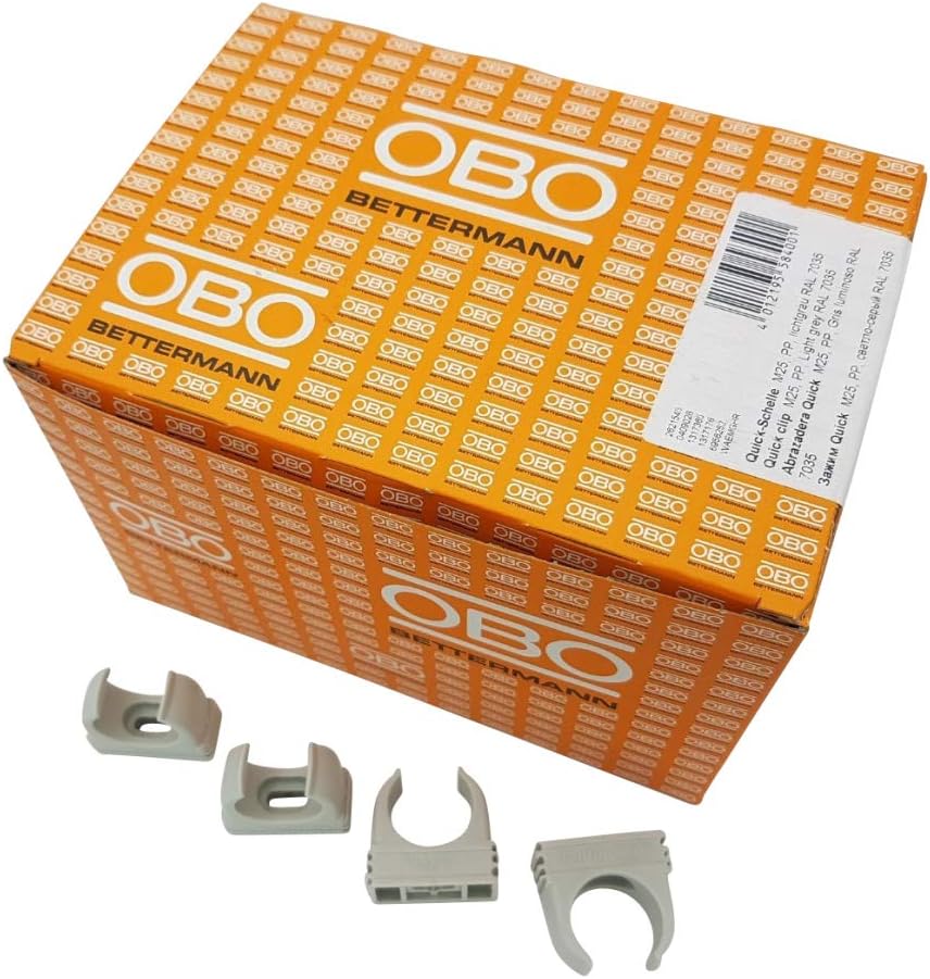 Thumbnail 6 de OBO Bettermann M20 Quick-Schellen (RAL 7035, lichtgrau) – 200 Stück für Rohrschellen & Klemmschellen
