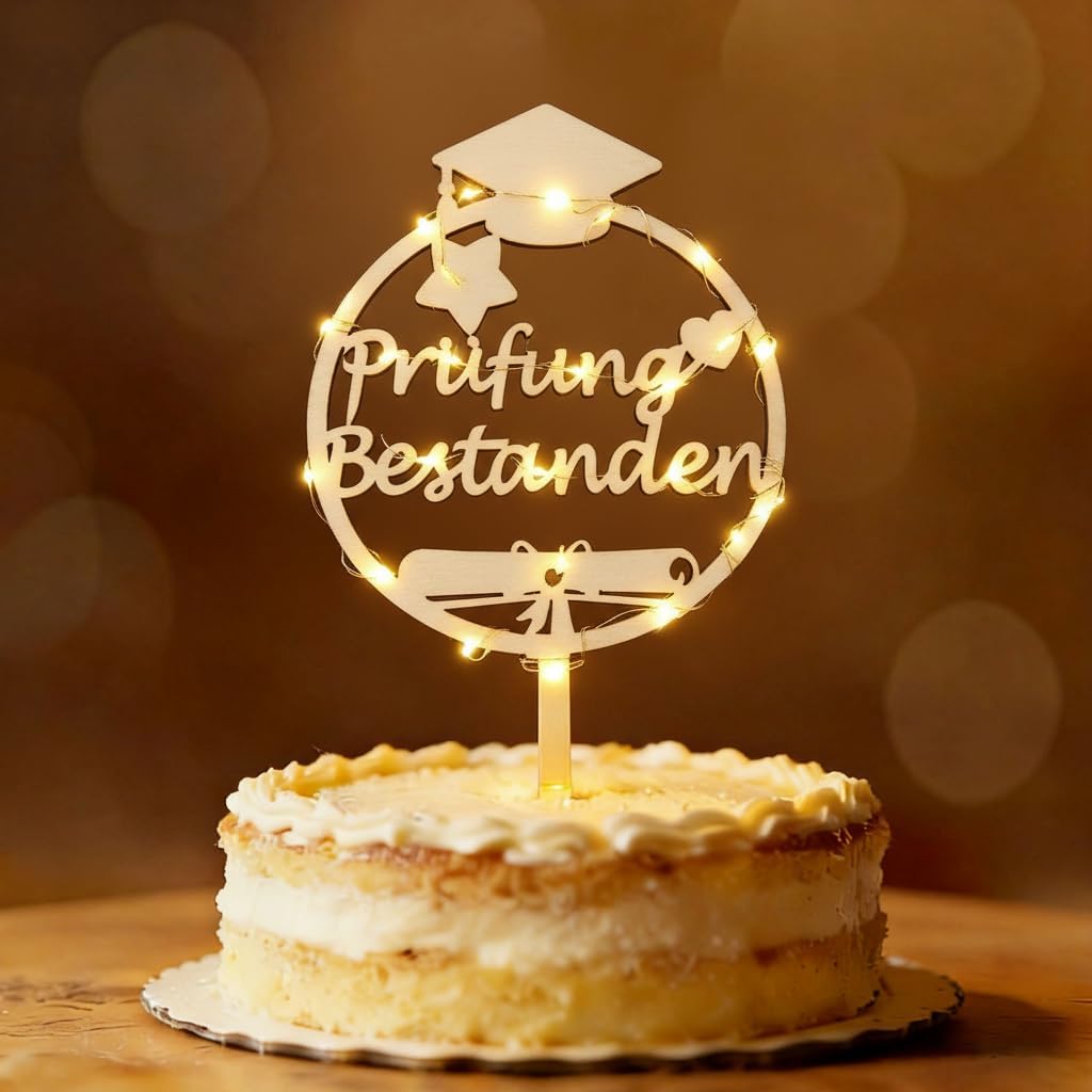 Thumbnail 6 de Tortendeko zum 30. Geburtstag: Cake Topper aus FSC-Holz mit LED-Lichterkette (1996–2026)