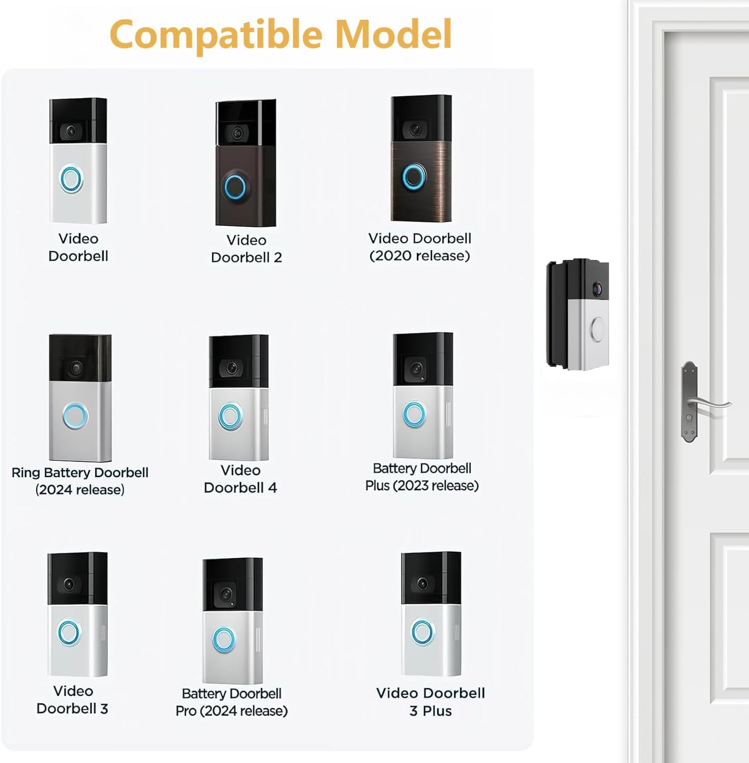 Thumbnail 5 de YUWING Adjustable Angle Mount for Video Doorbell 2/3/3 Plus/4 – Replacement Wedge Kit