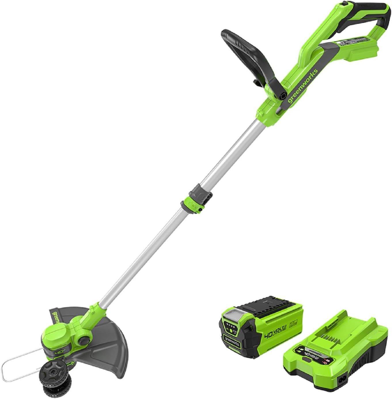 Greenworks 40V Akku Rasentrimmer & Kantenschneider mit Rad – inkl. 40V 2Ah Akku & Ladegerät