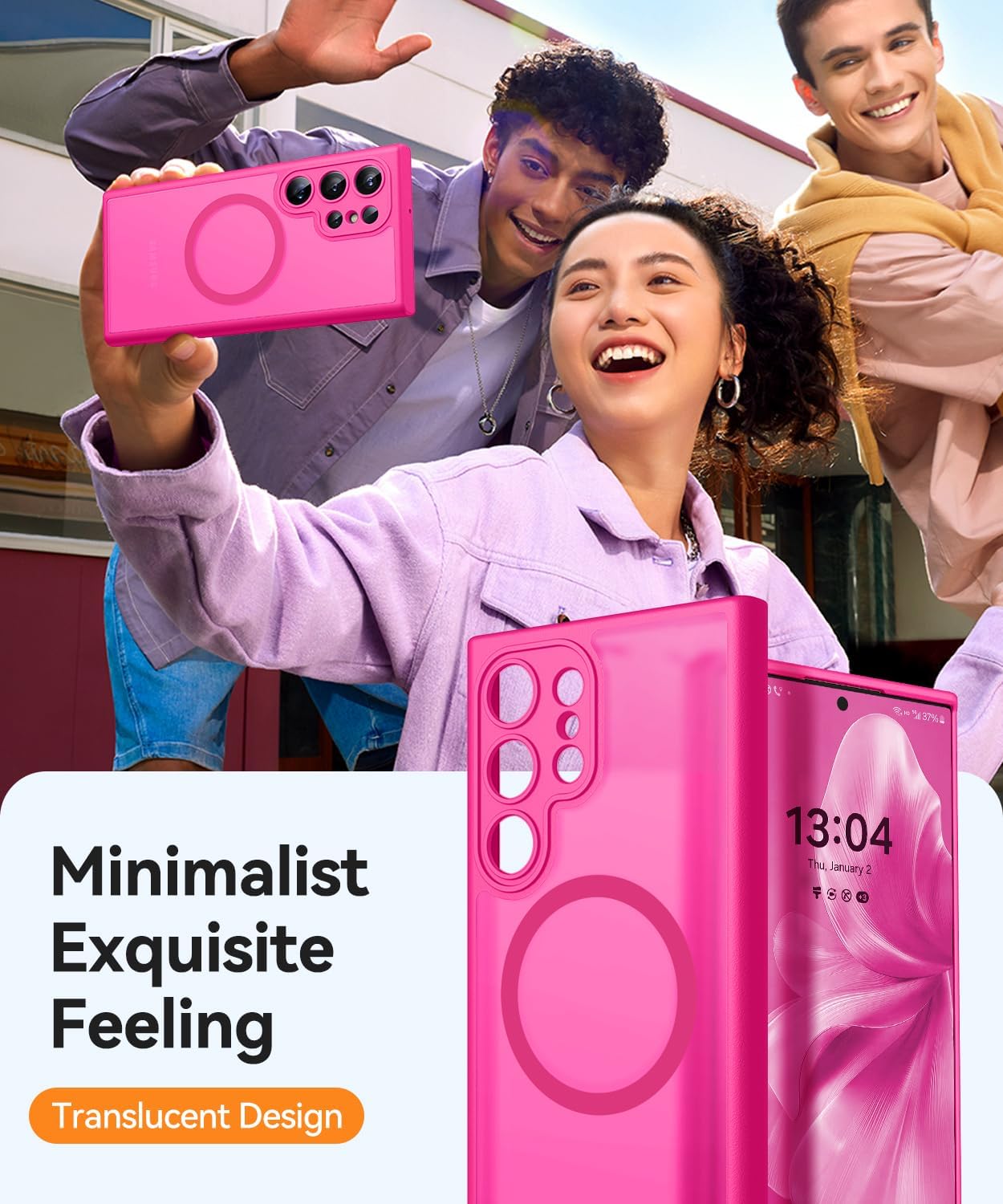 Thumbnail 6 de CANSHN Magnetica Cover per Samsung Galaxy S22 Ultra (6.8 Pollici) Rosa Calda – Protezione Fotocamera a Copertura Totale