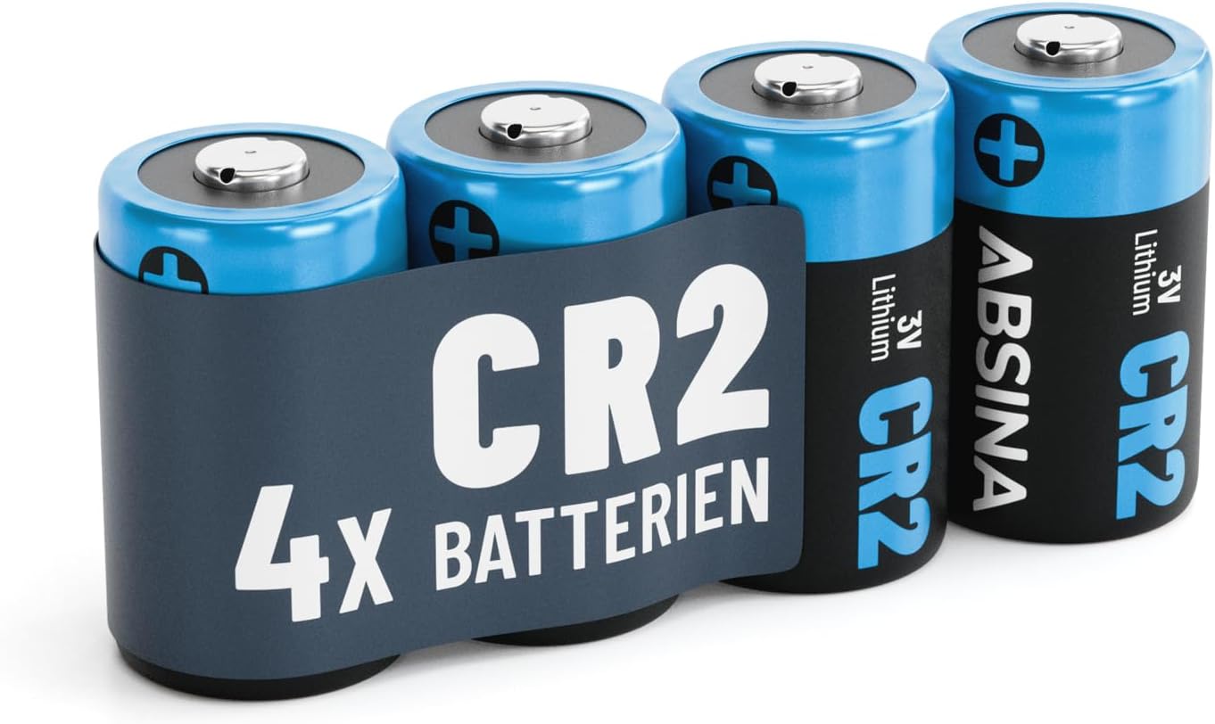 Detalle de ABSINA 4er Pack CR2 3V Lithium-Kamera-Batterien – auslaufsicher, langlebig, vielseitig einsetzbar