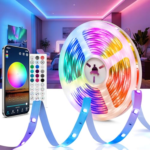 Detalle de Beaeet Luces LED Tira 24V 10m RGB (5050) con mando 40 teclas y App Bluetooth – ambientación para habitación, gaming y fiestas