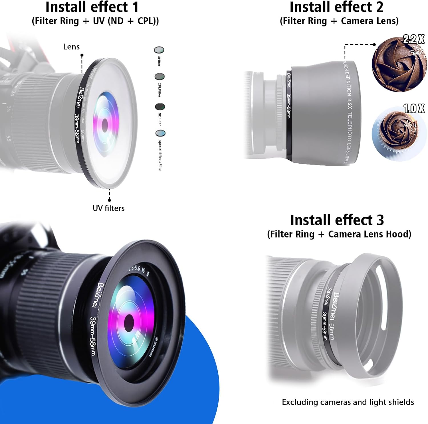 Thumbnail 3 de 39mm Lens to 58mm Filters Ring for All Brands – Step-Up Mount