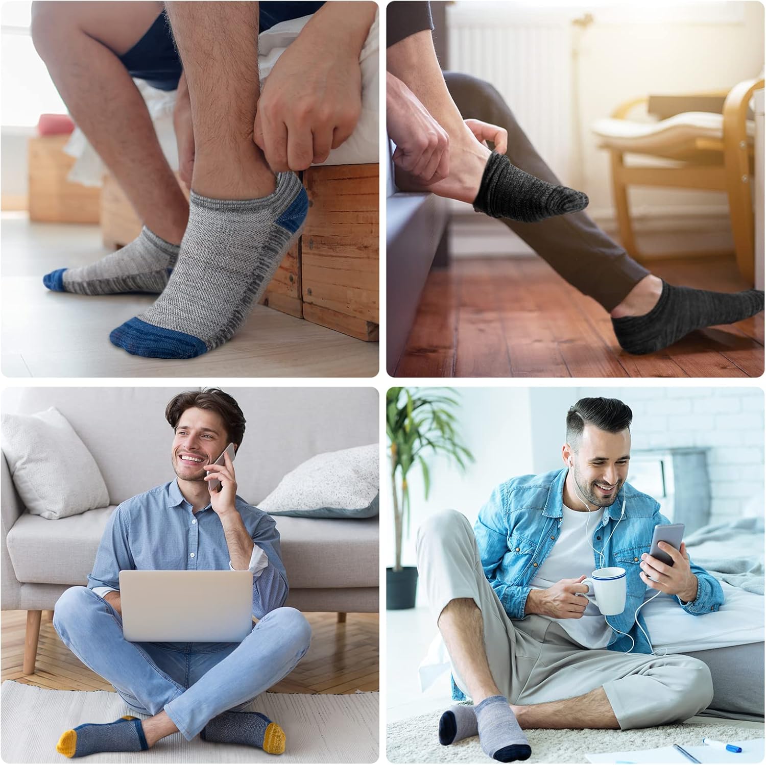 Detalle 2 de Eono Calze Uomo: 8 Paia di calzini corti in cotone traspiranti per sport e uso quotidiano
