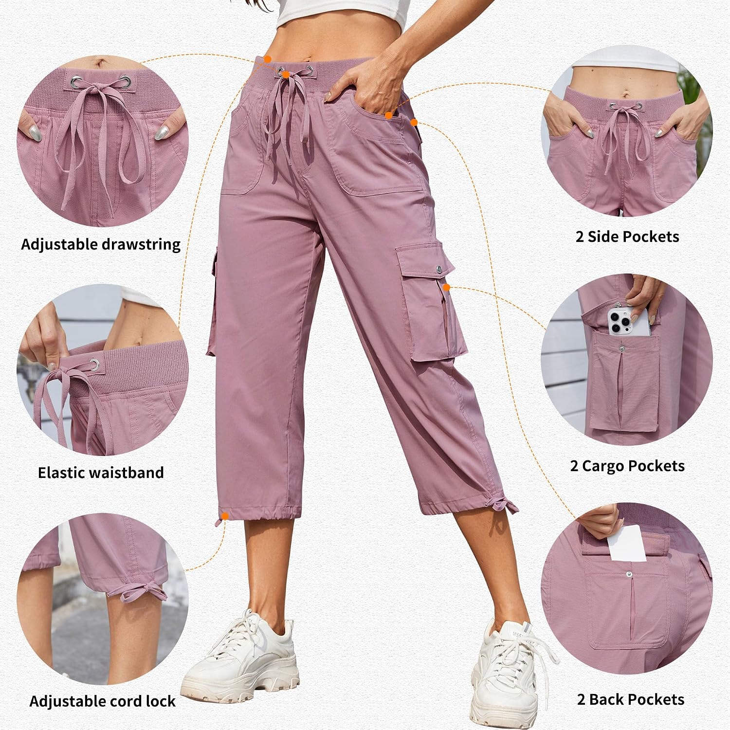 Thumbnail 2 de Hormtaer Hose Damen 3/4 Sommer Casual Cargohose Caprihose Jogginghose – 6 Taschen, Comfy Stretch