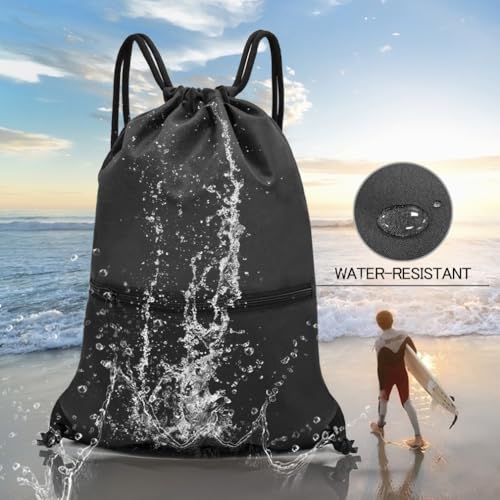Thumbnail 6 de HOLYLUCK Drawstring Backpack Bag Sport Gym Sackpack — Black
