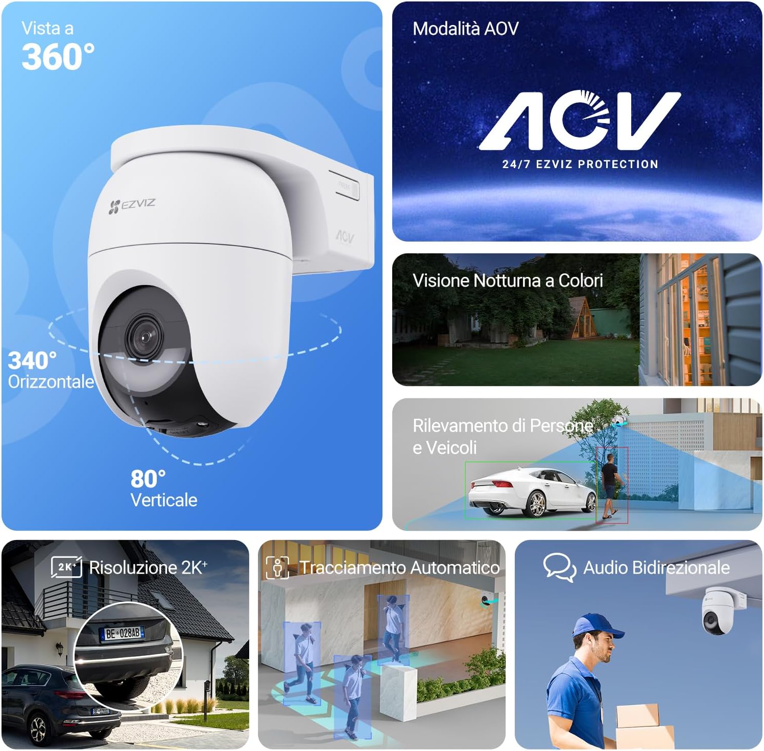 Thumbnail 1 de EZVIZ CB8 Lite 2K+ telecamera WiFi esterno a batteria con AOV, 360° PTZ e difesa attiva