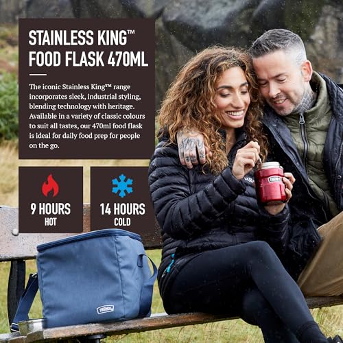 Detalle de Thermos Stainless King Matt Black Food Flask (470ml) – 9h Hot / 14h Cold