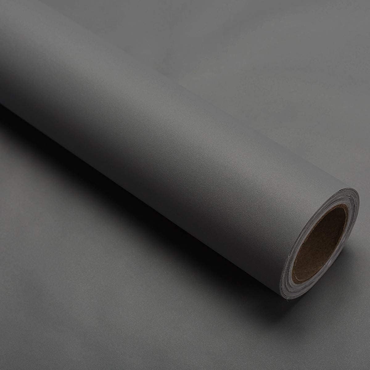 Mercoy Papier adhésif pour meuble gris mat 40 cm × 10 m (papier peint autocollant vinyle imperméable)