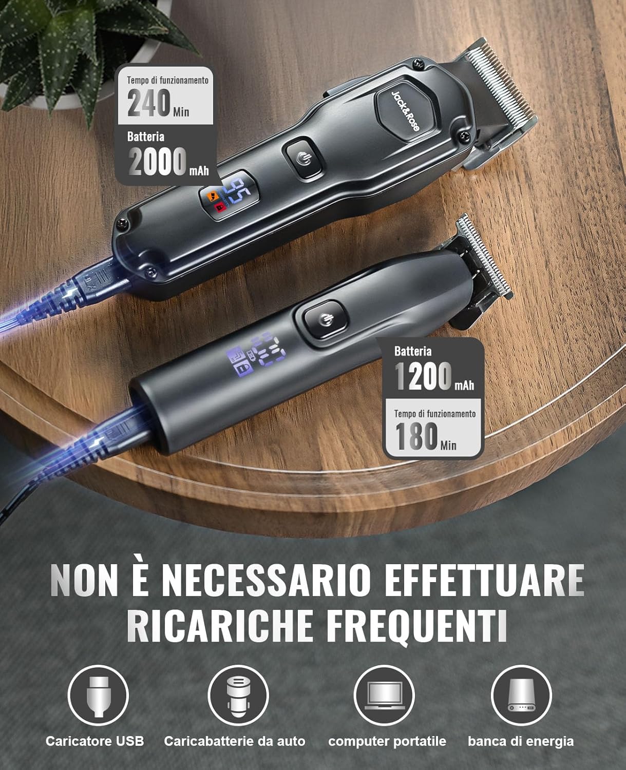 Thumbnail 3 de Jack & Rose set tagliacapelli uomo professionale con T-blade e regolabarba, impermeabile IPX7