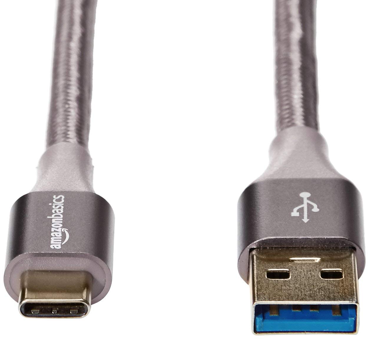 Detalle 2 de Amazon Basics USB-C zu USB-A 3.1 Gen 1 Schnellladekabel, 3 m, geflochtenes Nylon, Dunkelgrau