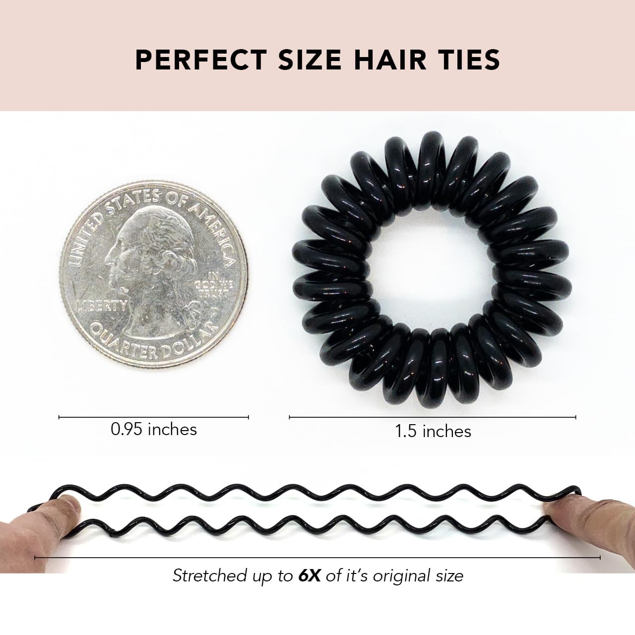 Detalle 2 de Kitsch Spiral-Haargummis für Damen (transparent, 8 Stück) – für dickes Haar & Spiralen für dünnes Haar
