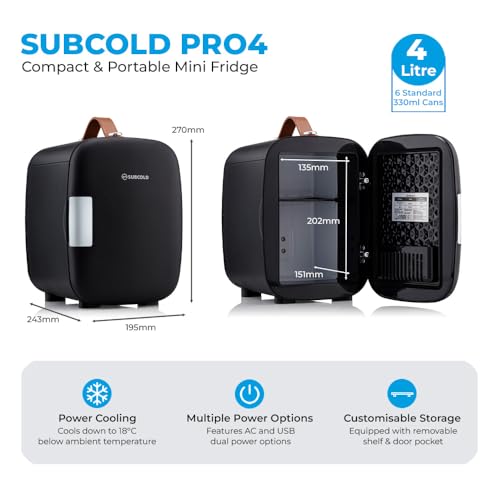 Detalle 2 de Subcold Pro4 Mini Fridge 4L: Quiet, USB-Powered Compact Cooler for Bedroom or Desk