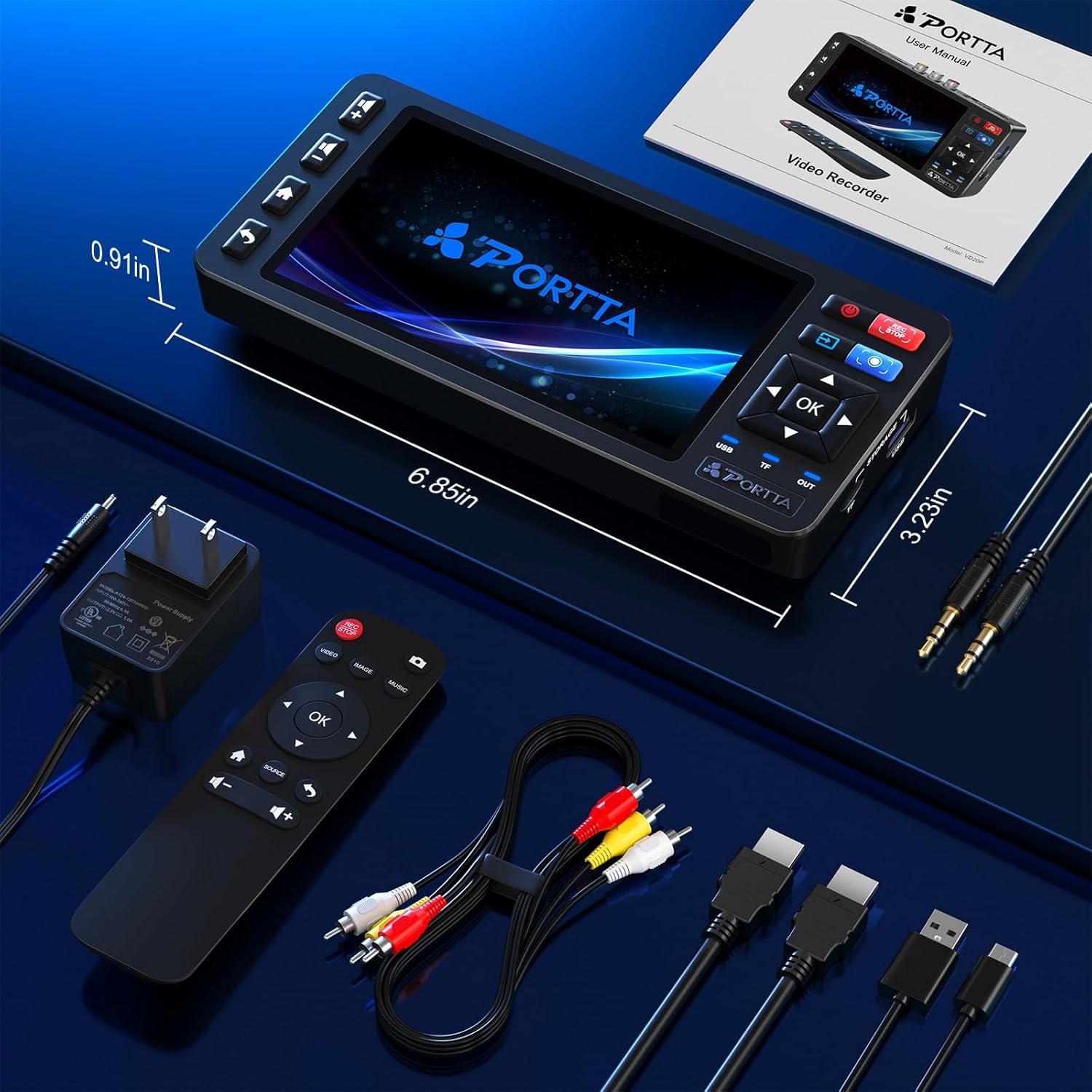 Detalle de Portta VD20P VHS to Digital Converter with 5" HD Screen