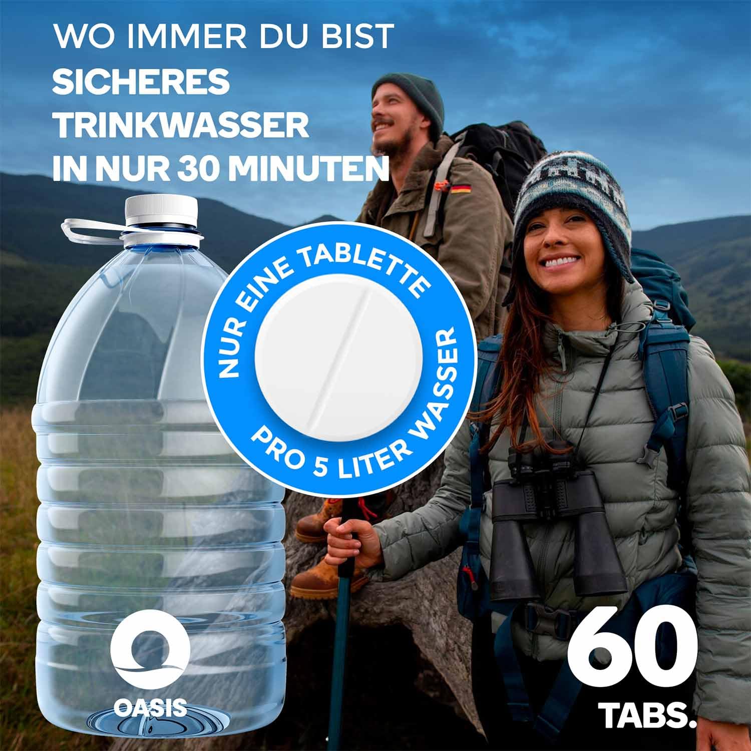 Thumbnail 1 de Wicked Chili Wasserreinigungstabletten – 60 Tabletten zur sicheren Trinkwasseraufbereitung für Outdoor, Notfall und Reise