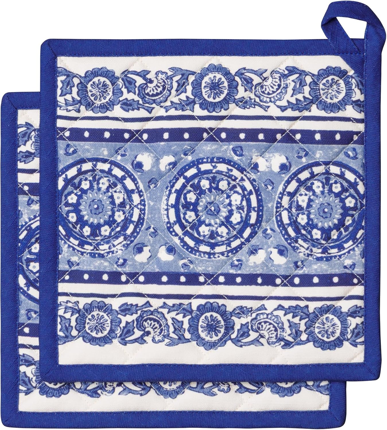 Maison d'Hermine set di 2 presine in cotone 100% 20x20 cm con anello per barbecue
