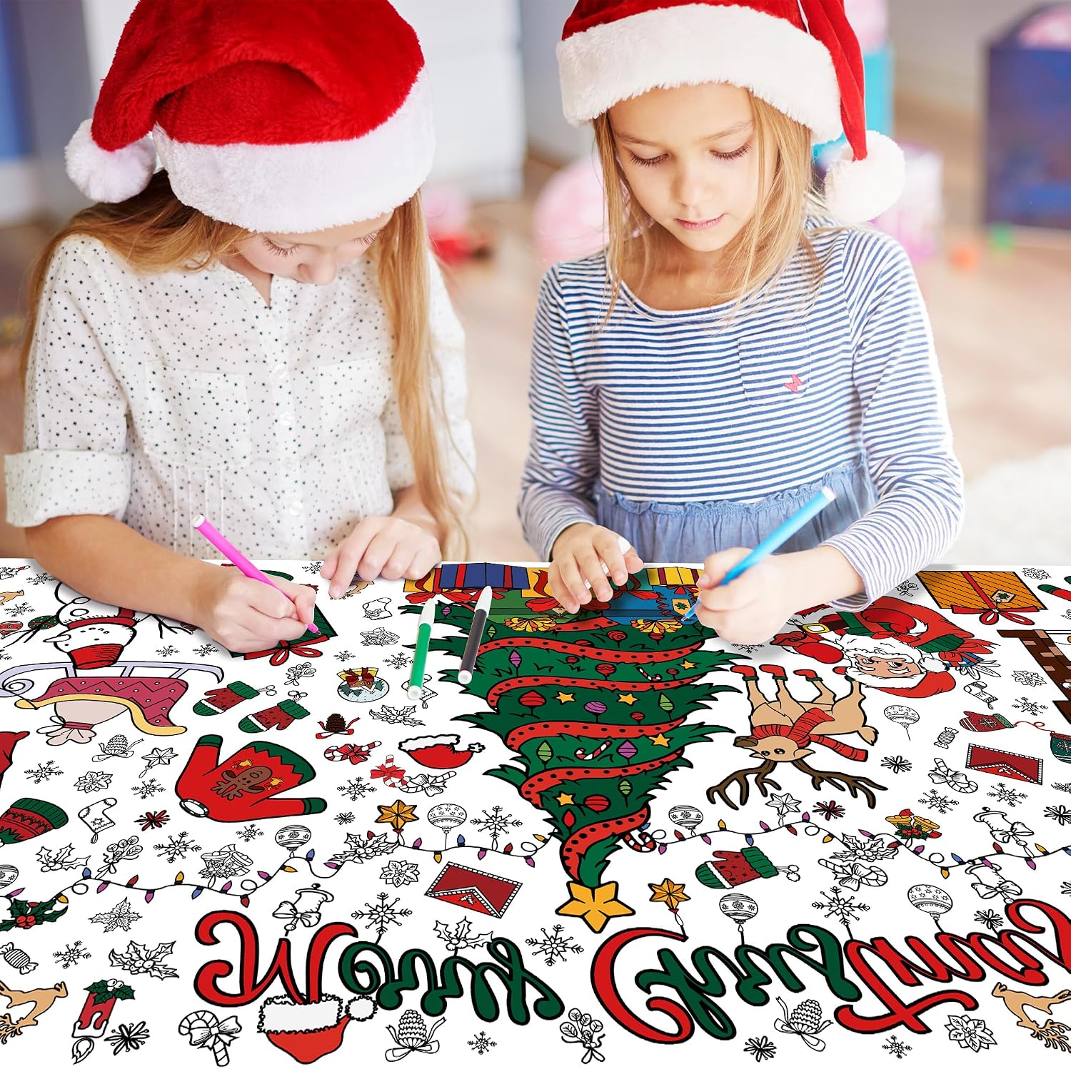 Detalle de OHOME Christmas Coloring Poster and Tablecloth, Thick Paper