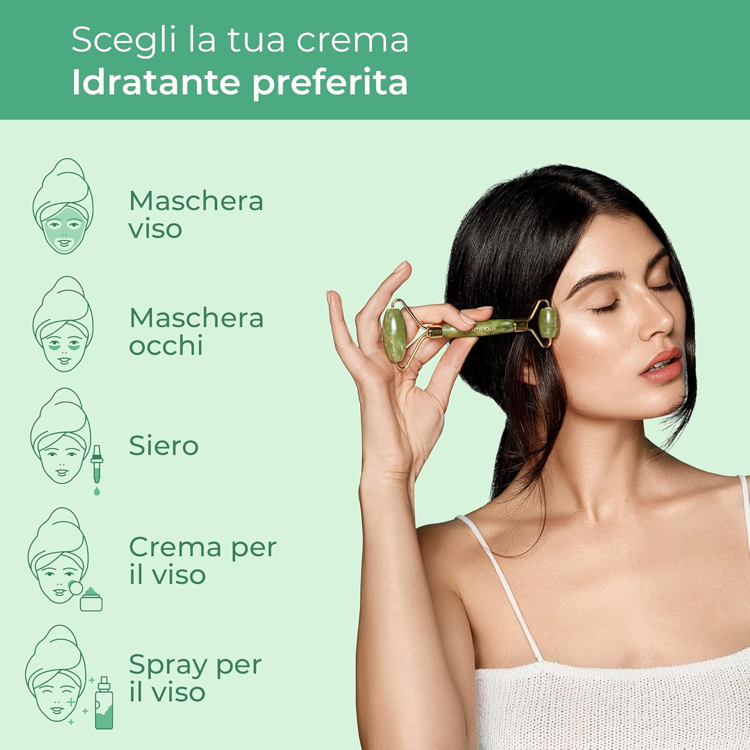 Thumbnail 6 de PLANTIFIQUE Rullo di giada viso con Gua Sha — kit massaggio 🧖♀