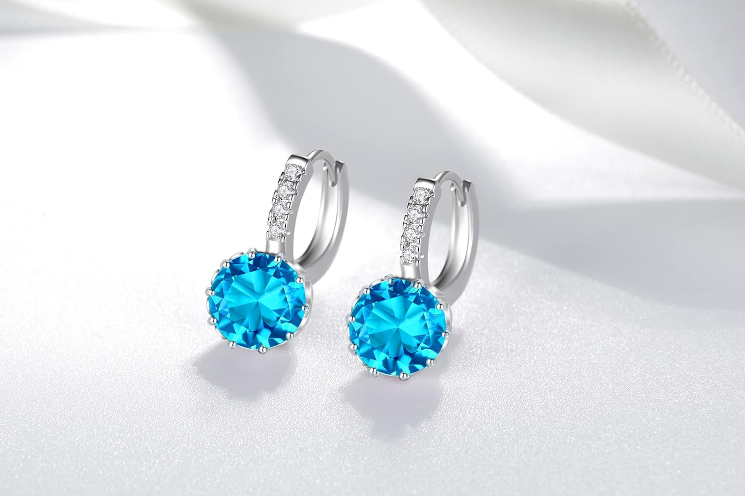 Detalle de VONSSY Gemstone Drop Dangle Earrings 18k plated