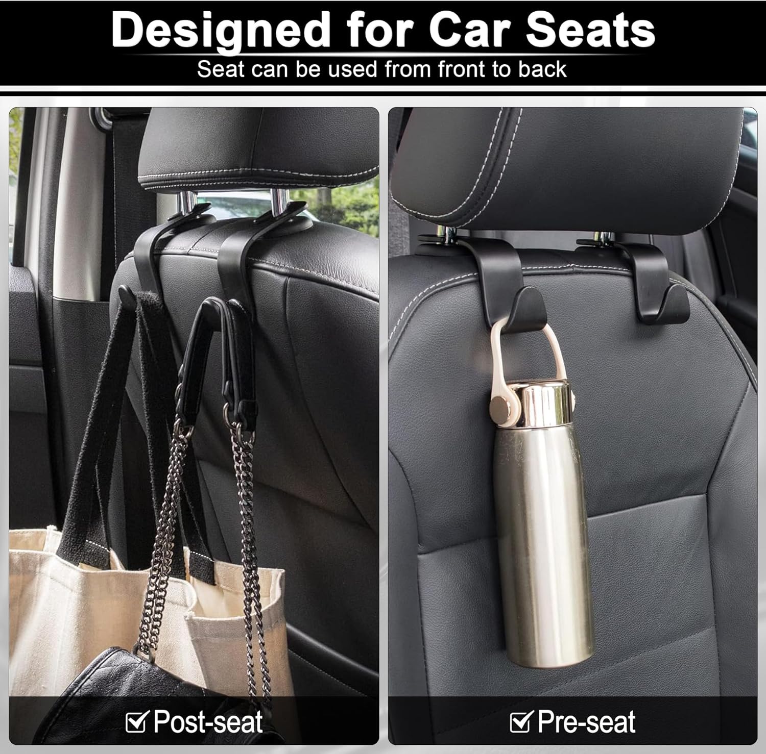 Thumbnail 5 de LivTee Car Seat Headrest Hook 4-Pack: Easy Organization for Bags, Umbrellas, and More