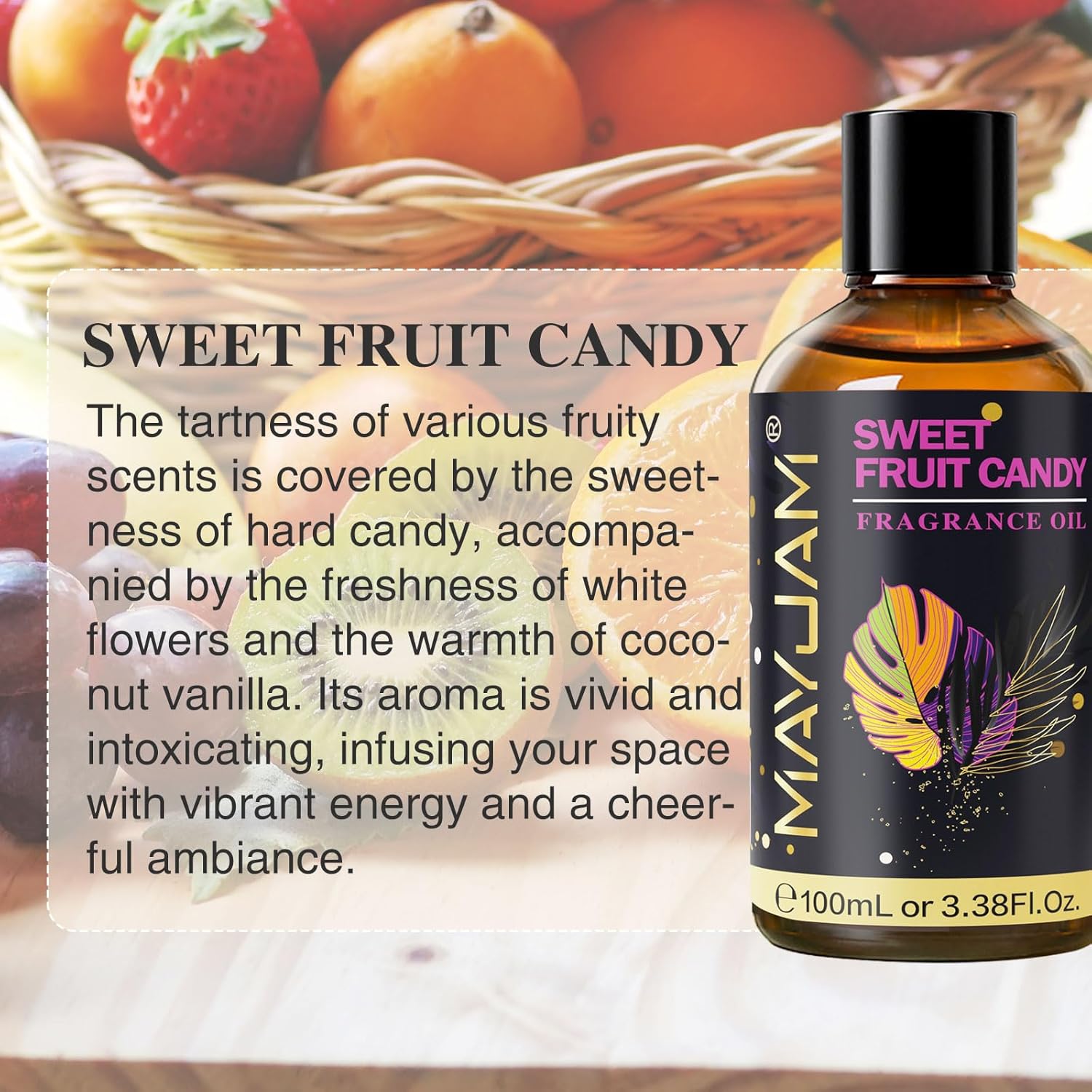 Detalle de MAYJAM Fragrance Oil 100ML: Sweet Fruit Candy Aromatherapy Oil with Glass Dropper