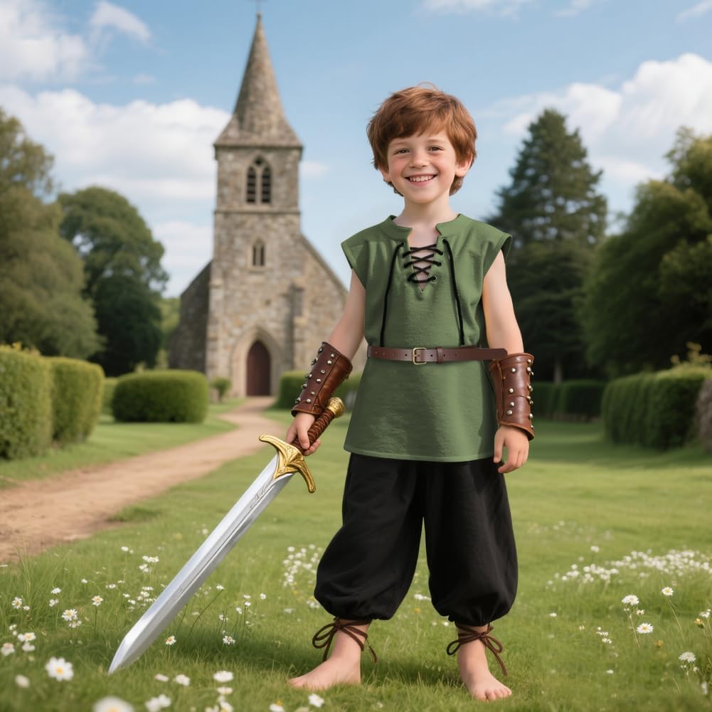 Thumbnail 6 de AYBUY Costume Medievale da Ragazzo per Bambini — Tunica e Gilet in Cotone