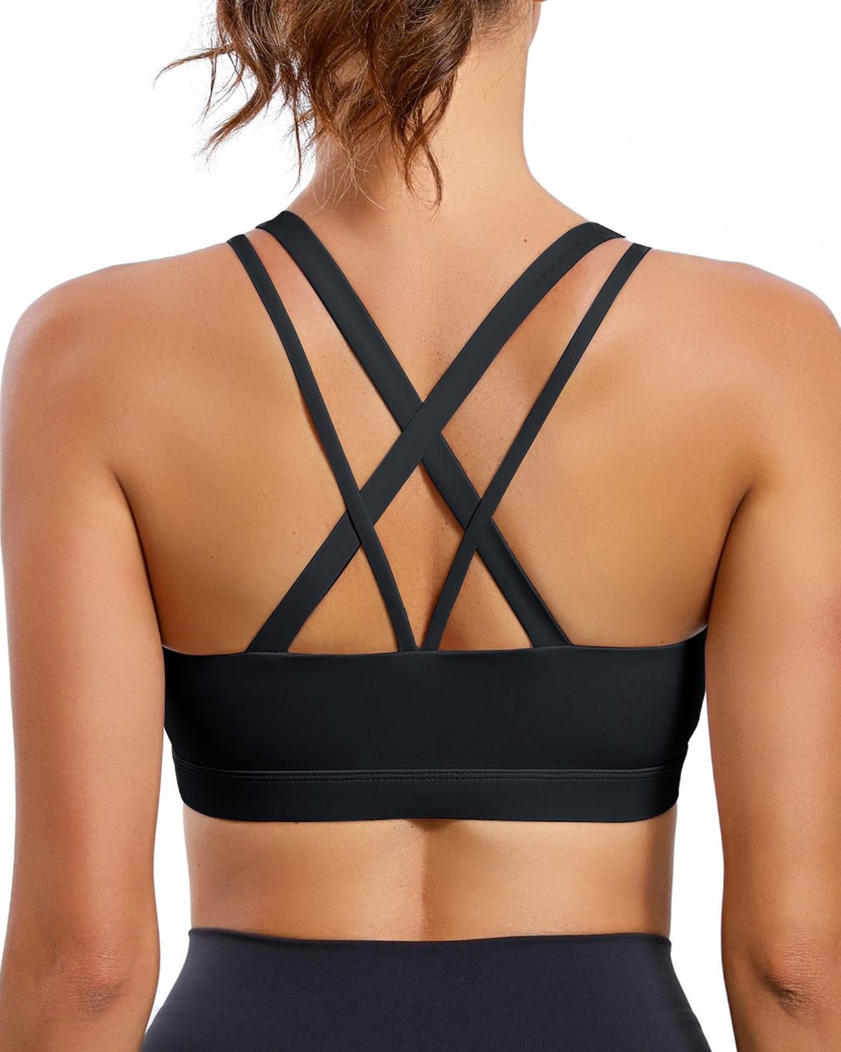 Detalle de RUNNING GIRL Strappy Sports Bra for Women: Medium-Support, Removable Cups, Criss-Cross Back