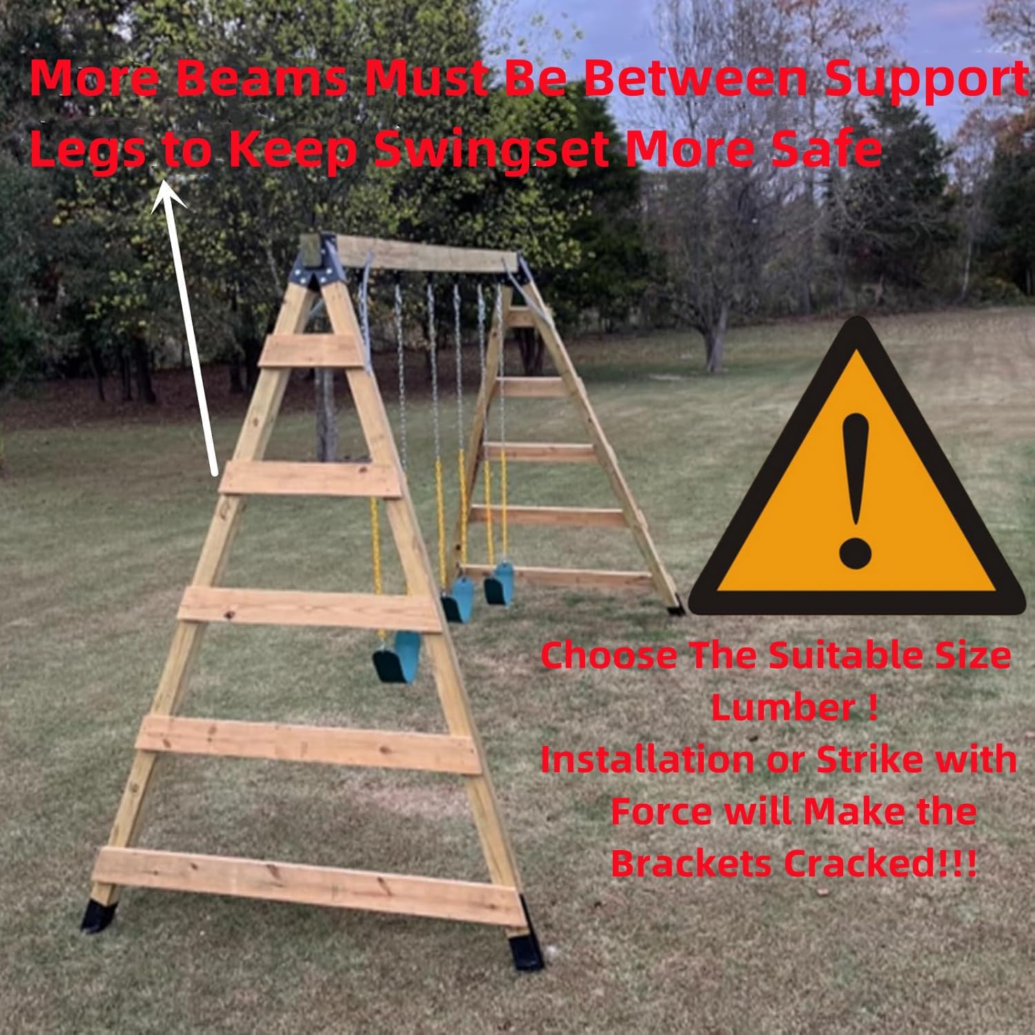 Thumbnail 4 de ABUSA Heavy Duty Swing Sets Brackets Kit with A-Frame Brackets, Swing Seats, Hangers & Hardware (B007)