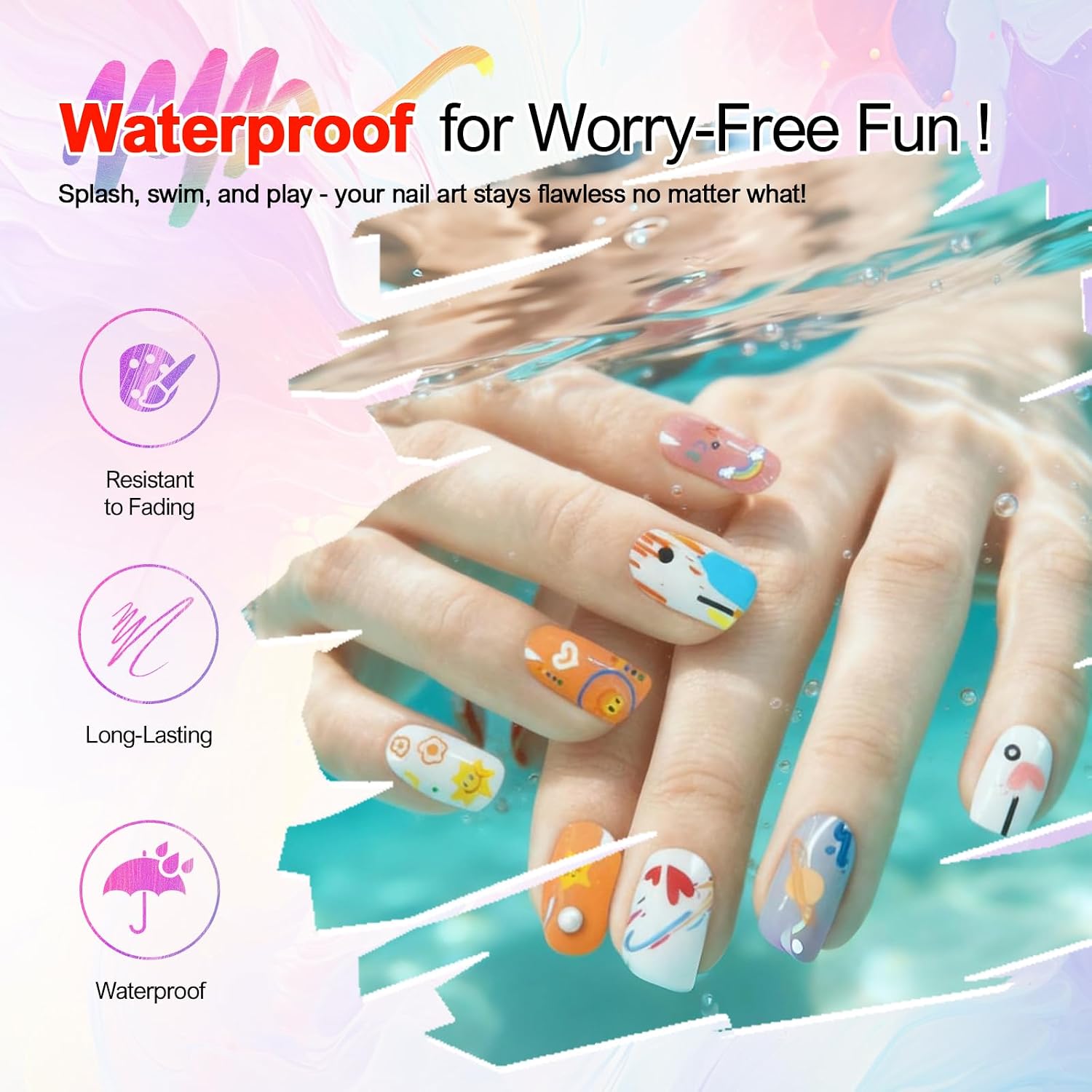 Detalle de 12 Farben Nagelkunst Stift-Set für DIY Nail Art – Graffiti- & Malstifte Marker mit Liner & Punktierstift (12-teilig)