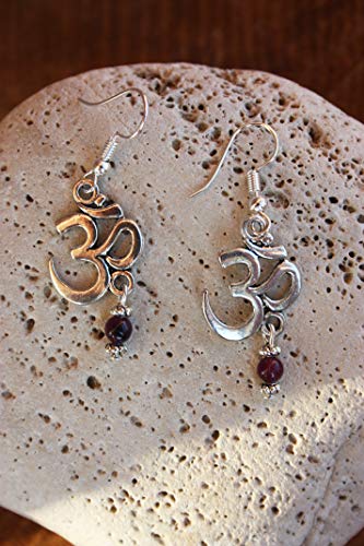 Thumbnail 4 de Simboliks OM Pendientes de protección Reiki con mineral amatista y símbolo Om boho chic
