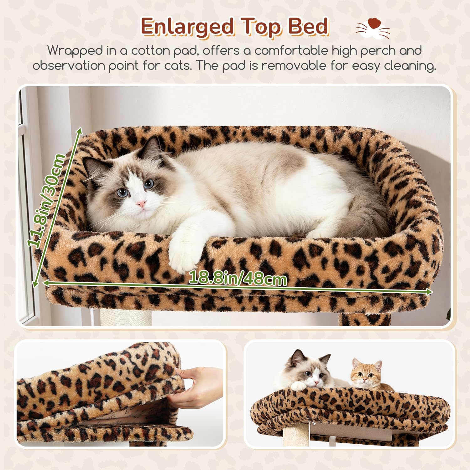Detalle 2 de Globlazer F53 Leopard Print Cat Tree with Sisal Posts, Hammock and Condo