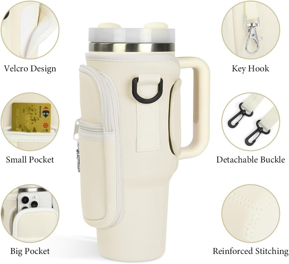 Thumbnail 2 de AYESY P3-STLBDWH241227-FBA draagtas voor drinkbeker van 40 oz, gebroken wit