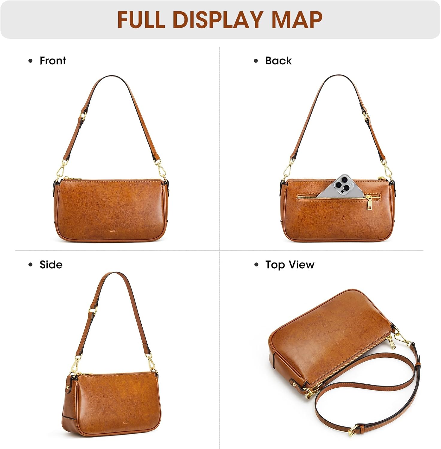 Thumbnail 6 de Kattee Tote Sacs à main — sac à bandoulière féminin, mini Hobo rétro en cuir vegan