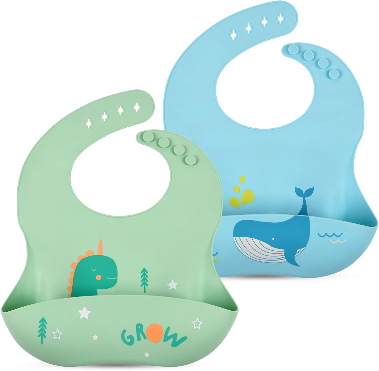 Detalle de Vicloon Silicone Baby Bibs, waterproof 2 pack