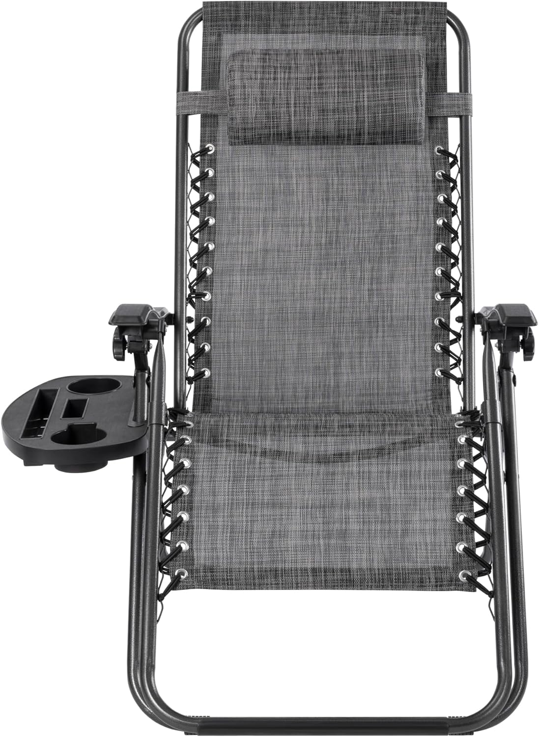 Detalle de T-LOVENDO Pack de 2 tumbonas o sillas de exterior plegables Gravedad Zero (2 unidades) Gris