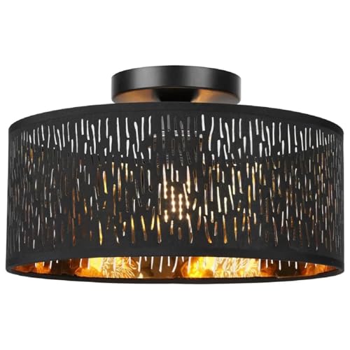 Detalle de FRIDEKO HOME Deckenlampe Schwarz Durchbrochener Rund Ø30cm Deckenleuchte