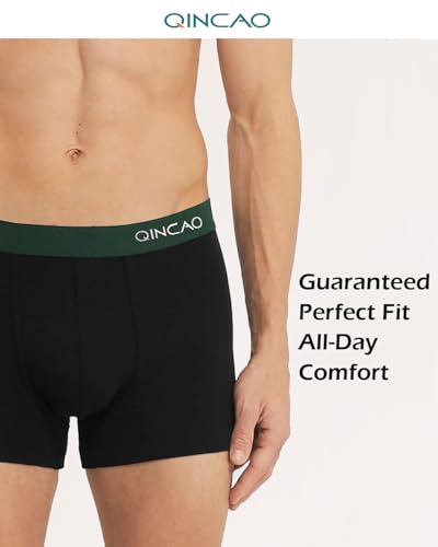 Detalle de QINCAO Mens Boxers Briefs 6 Pack: Combed Cotton, Tagless, Soft & Slim Fit