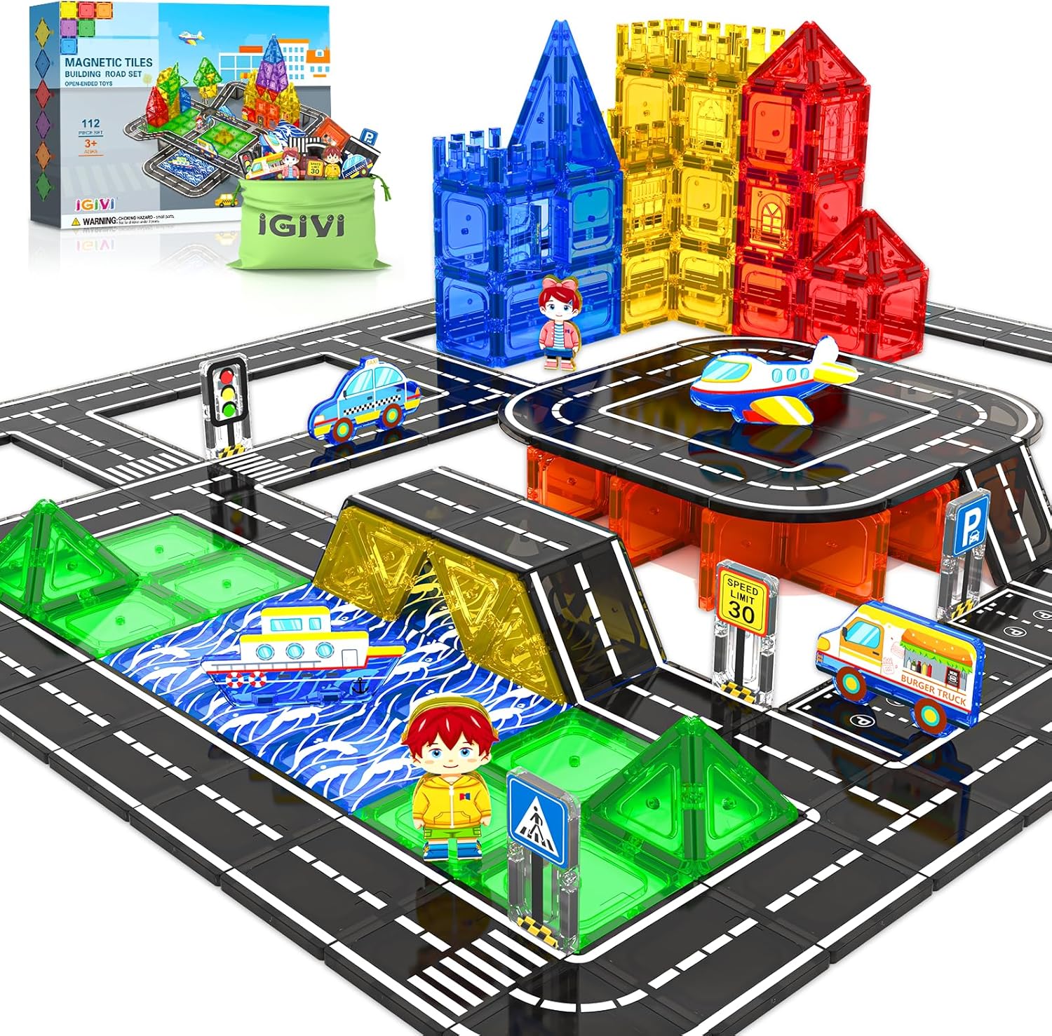 Thumbnail 6 de IGIVI Magnetic Tiles Road Expansion Pack for Kids 🧩