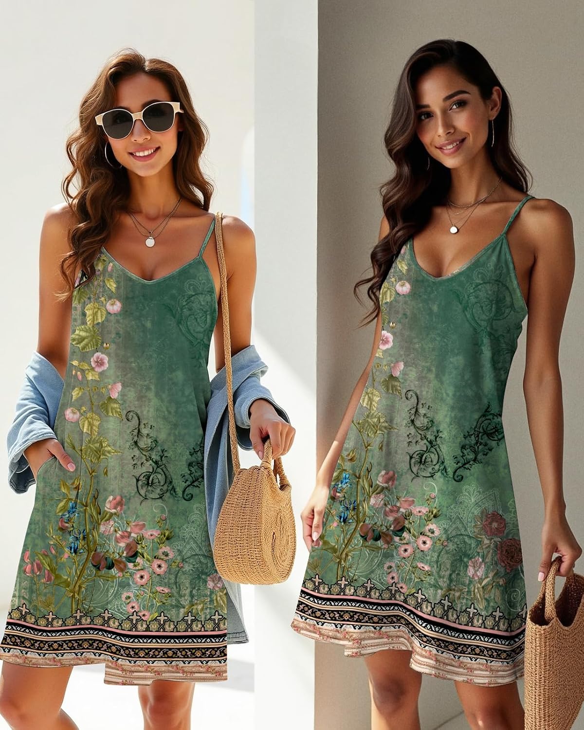 Detalle de RIROW Spaghetti-Strap Midi Beach Cover-Up Dress, Lightweight Stretch Knit