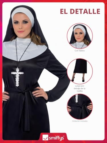 Thumbnail 3 de Smiffy's disfraz de monja negro con vestido, cinturón y toca para Halloween
