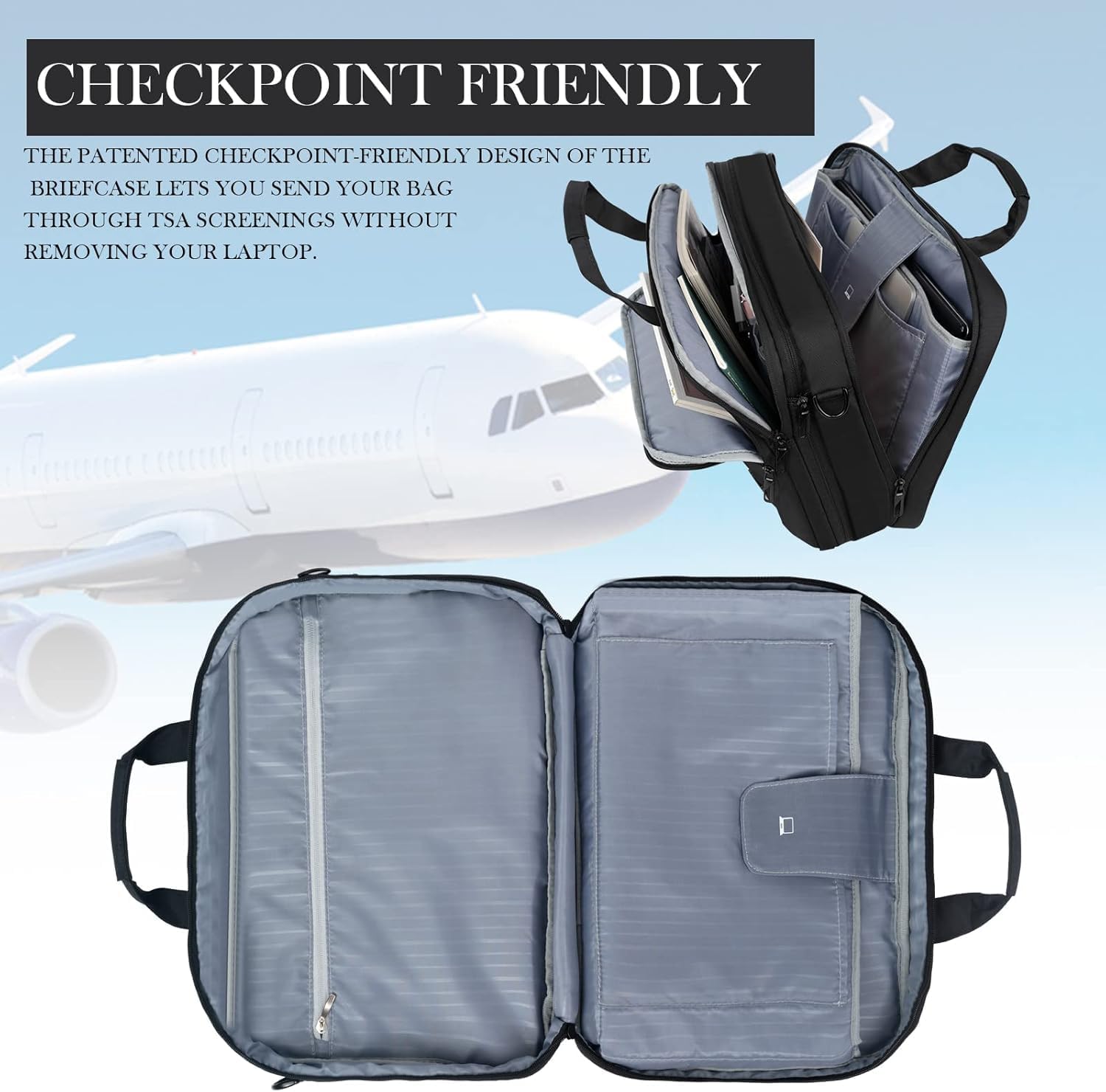 Thumbnail 3 de EMPSIGN Laptop-Tasche 17 Zoll – wasserdicht, erweiterbar, mit RFID-Schutz und Schultergurt