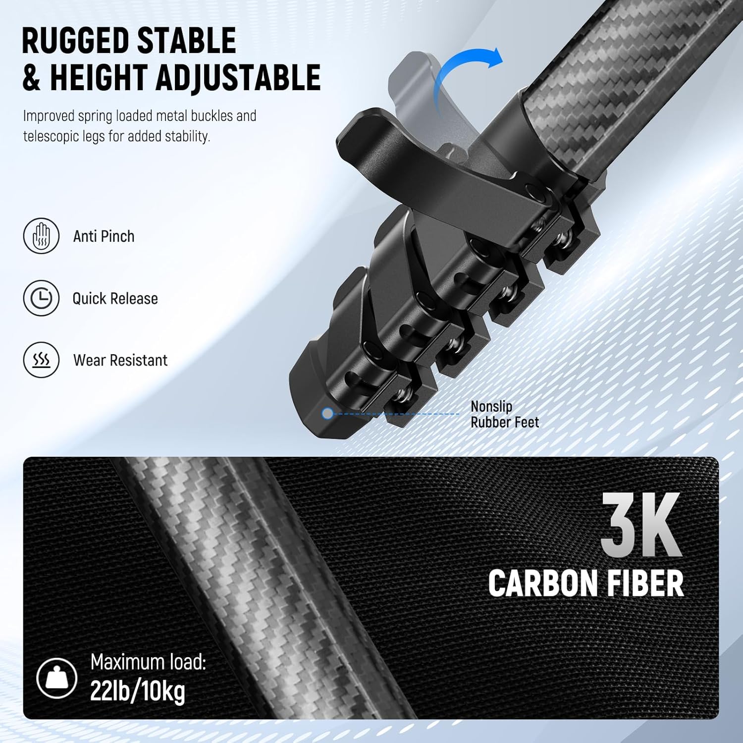Thumbnail 2 de NEEWER LITETRIP LT38 61" carbon fibre travel tripod with 360° pan tilt ball head